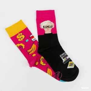 Ponožky Many Mornings Pop Art Socks tmavě růžové / černé / žluté