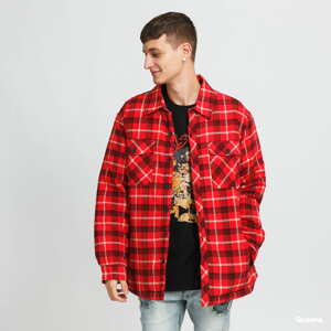 Podzimní bunda Urban Classics Plaid Quilted Shirt Jacket Red