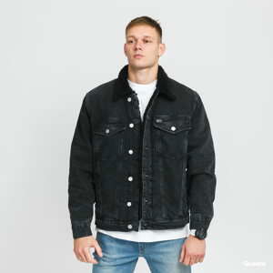 Podzimní bunda TOMMY JEANS Oversize Sherpa Trucker Jacket denim black