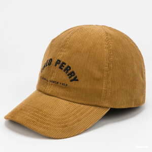 Kšiltovka FRED PERRY Arch Branded Corduroy Cap hnědá