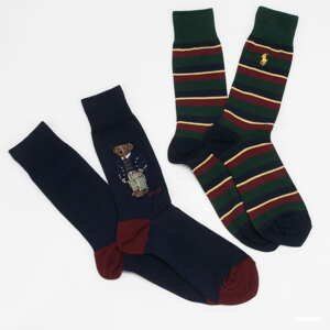 Ponožky Polo Ralph Lauren 2Pack Bear Crew Socks navy / tmavě zelené / vínové