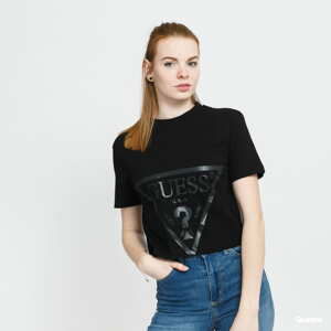 Dámské tričko GUESS W Crop Top Triangle Logo Black