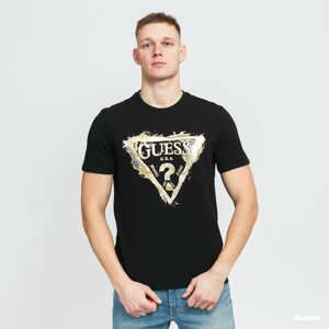 Tričko s krátkým rukávem GUESS M Splash Tee černé / zlaté