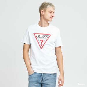 Tričko s krátkým rukávem GUESS M Triangle Logo Tee bílé