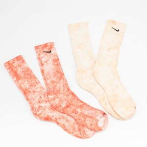 Ponožky Nike Everyday Plus Cushioned Tie-Dye Crew Socks 2-Pack Žluté / Červené