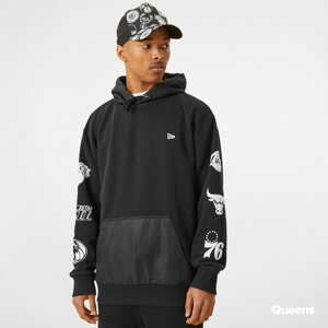 Mikina New Era NBA Multi Logo Sleeve Black Hoodie černá