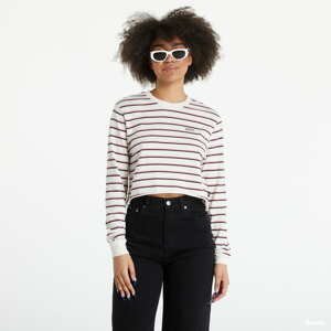 Dámské tričko s dlouhým rukávem Vans Time Off Stripe LS Crop krémové / růžové / černé