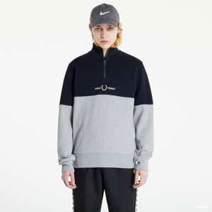 Mikina FRED PERRY Colourblock Half Zip Sweatshirt černá/šedivá