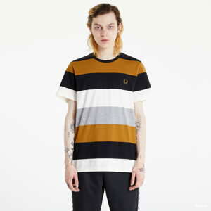 Pánské tričko FRED PERRY Bold Stripe Tee hnědé/ modré/ bílé