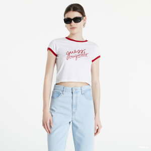 Dámský top GUESS Front Logo Crop T-Shirt White