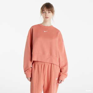 Dámská mikina Nike Sportswear Collection Essentials Oversized Fleece Crew Sweatshirt Madder Root/ White