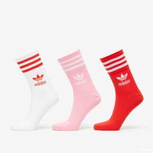 Ponožky adidas Mid Cut Crew Socks 3 Pairs bílé/růžové/červené