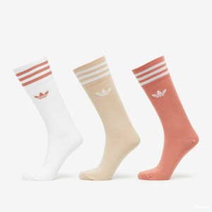 Ponožky adidas Originals Solid Crew Socks 3 Pairs bílé/béžové/hnědé
