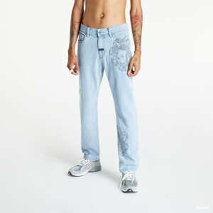 Kalhoty PLEASURES Special Printed Denim Pant modré