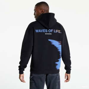 Mikina 9N1M SENSE. Hoodie Waves Of Life černá