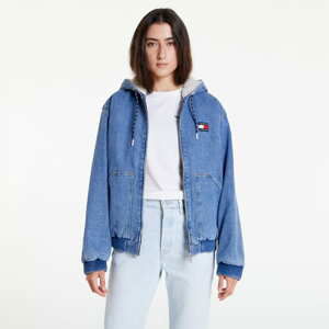 Podzimní bunda TOMMY JEANS Sherpa Hooded Trucker Denim Jacket Modrá