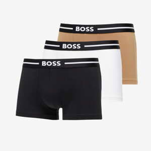 Hugo Boss 3-Pack of Stretch-Cotton Trunks With Logo Waistbands Černé/Bílé/Hnědé