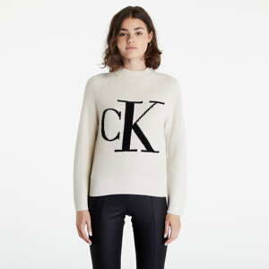 Dámský svetr CALVIN KLEIN JEANS Relaxed Organic Cotton Logo Jumper Cream