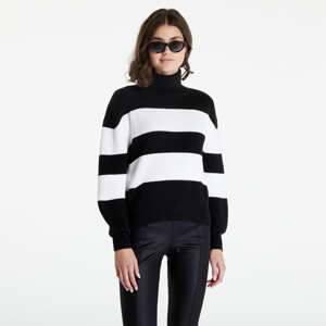 Dámský svetr CALVIN KLEIN JEANS Organic Cotton Roll Neck Jumper Černý/Bílý