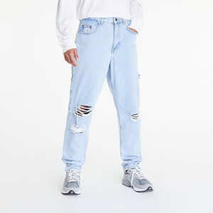Jeans Karl Kani KK Retro Tapered Workwear Heavy Distressed Denim Jeans Light Blue