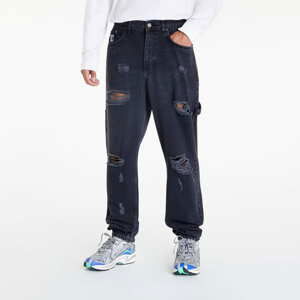 Jeans Karl Kani KK Retro Tapered Workwear Heavy Distressed Denim Jeans Black