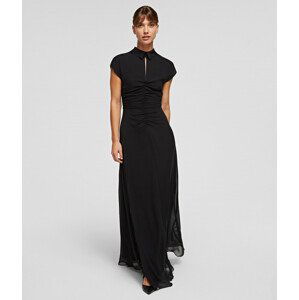 Šaty karl lagerfeld silk maxi dress w/ gathering černá 38