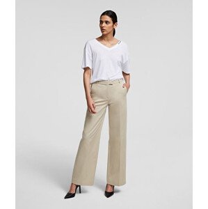 Kalhoty karl lagerfeld wide leg cotton pants w/ logo hnědá 40