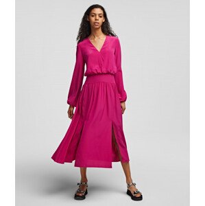 Šaty karl lagerfeld v neck silk midi dress růžová 44