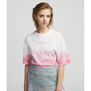 Tričko karl lagerfeld tie-dye logo t-shirt růžová xs