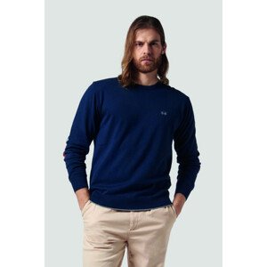 Svetr la martina man tricot crew neck mixed wool cotton modrá xl