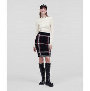 Sukně karl lagerfeld knitted check pencil skirt černá s