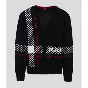 Svetr karl lagerfeld unisex check cardigan černá l