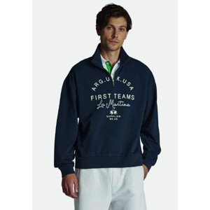 Mikina la martina man half zip fleece slub modrá m