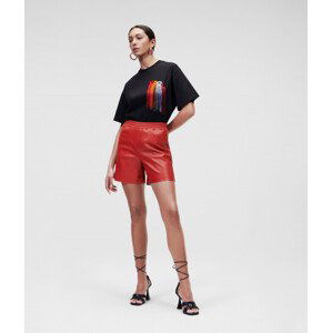 Šortky karl lagerfeld perforated faux leather shorts červená 38