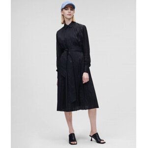 Šaty karl lagerfeld pleated shirt dress w/ belt černá 46