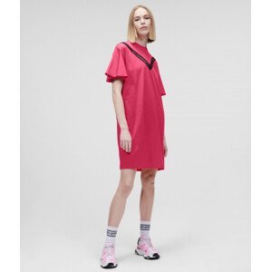 Šaty karl lagerfeld lace insert jersey dress růžová xs