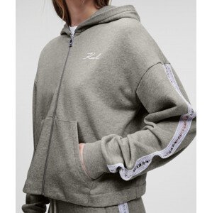 Mikina karl lagerfeld logo tape zip up hoodie šedá s