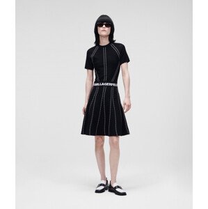 Šaty karl lagerfeld s/slv knitted logo dress černá l