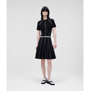 Šaty karl lagerfeld s/slv knitted logo dress černá xs