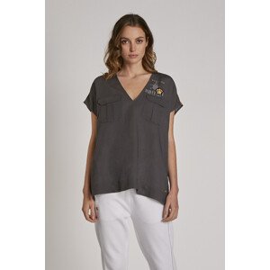 Halenka la martina woman blouse s/s viscose linen šedá 4