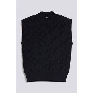 Svetr karl lagerfeld monogram jacquard knit top černá m