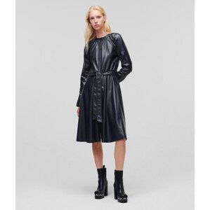 Šaty karl lagerfeld faux leather dress modrá 40