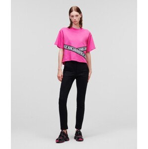 Tričko karl lagerfeld logo tape t-shirt růžová l