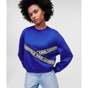 Mikina karl lagerfeld double jersey cropped sweat modrá s