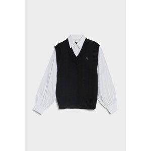 Svetr karl lagerfeld knit vest w/ poplin shirt černá xs