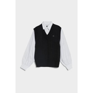 Svetr karl lagerfeld knit vest w/ poplin shirt černá m