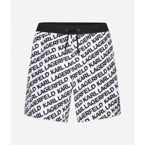 Plavky karl lagerfeld diagonal aop med boardshorts bílá m