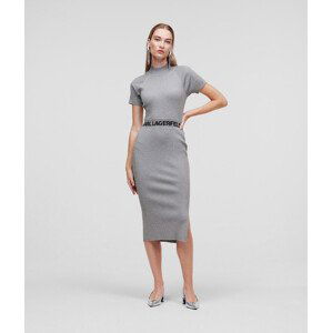 Šaty karl lagerfeld lurex sslv knit dress w/logo šedá xs