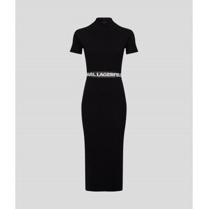 Šaty karl lagerfeld sslv knit dress w/logo černá xs