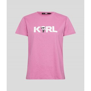 Tričko karl lagerfeld ikonik 2.0 karl logo t-shirt růžová s
